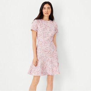 NWT ann taylor multicolored tweed flounce dress size 2
